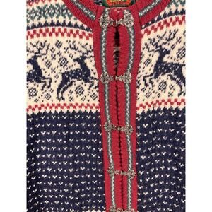 ALPS 100% Wool Cardigan‎ Women’s Small Blue / Red Made In USA